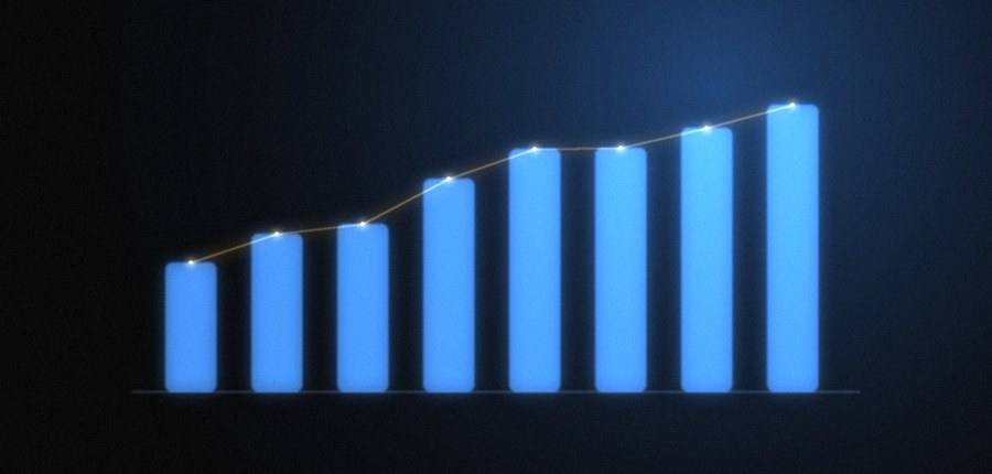 Dados e dashboards: barras de indicadores em crescimento